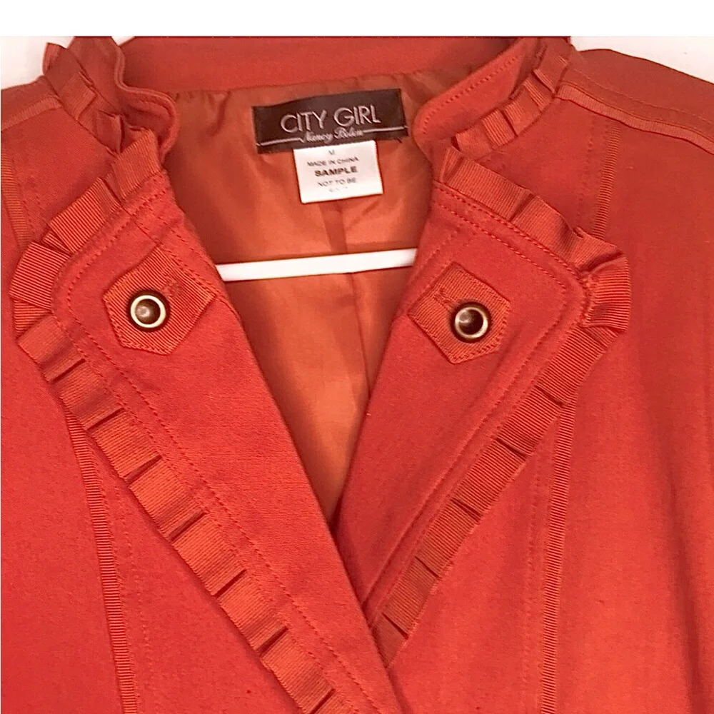 Nancy Bolen City Girl Ruffled Collar Structured Blazer Size M